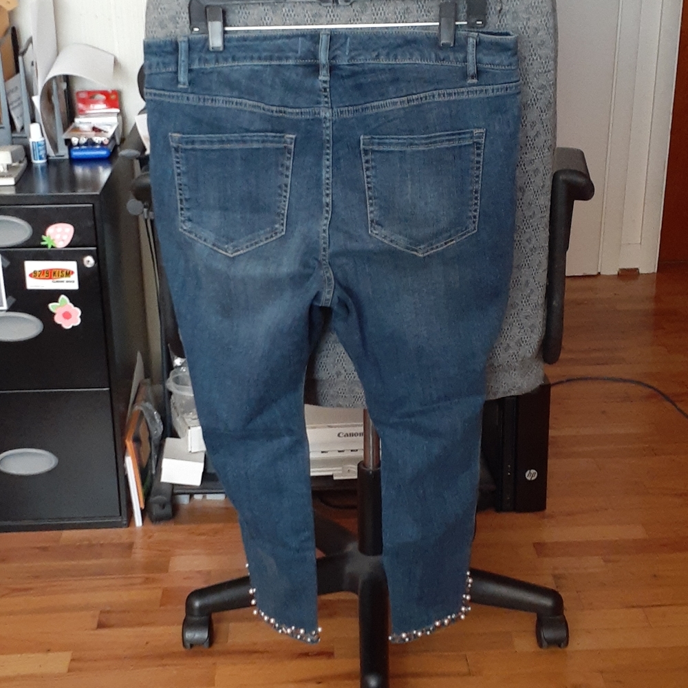 Worn only once. Size 16 petite embellished jeans